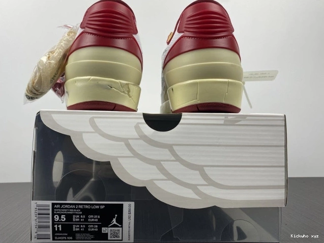 SP Red Retro 2 Low Off-White Jordan White DJ4375-106 0713